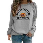 FULIJIE Comfy Halloweentown Sweatshirt T Shirt Vintage Halloween Sweatshirts For Women Or Men Graphic Hoodies Flannel Hoodies for Women