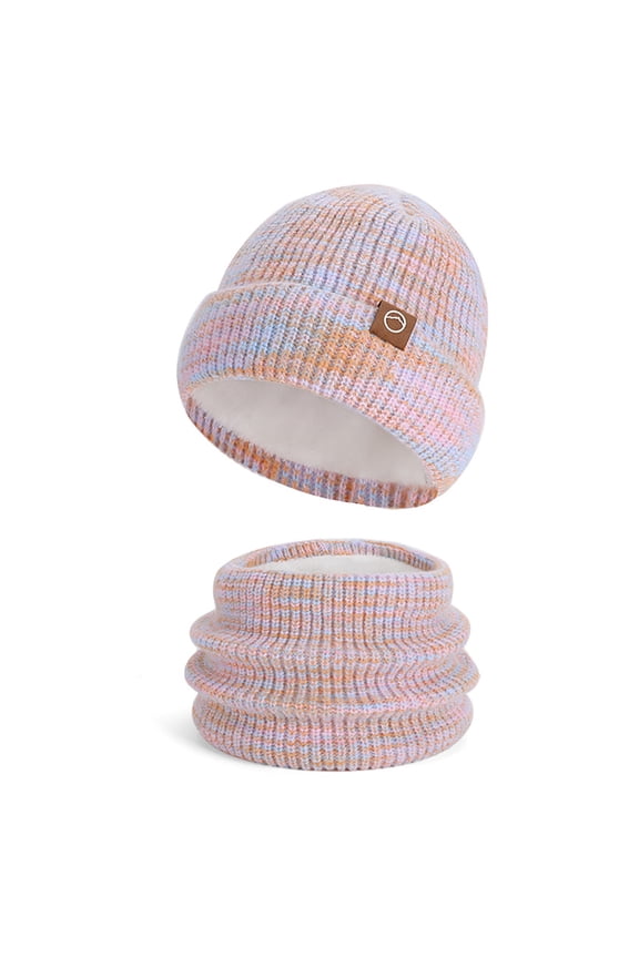 Comfy Hat and Scarf Set for Women Soft Thick Knit Warm 2 Piece Set Fleece Lined Neckerchief Beanie Cap for Cold Winter