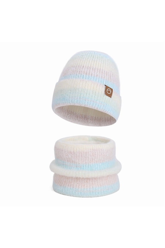 Comfy Hat and Scarf Set for Women Soft Thick Knit Warm 2 Piece Set Fleece Lined Neckerchief Beanie Cap for Cold Winter