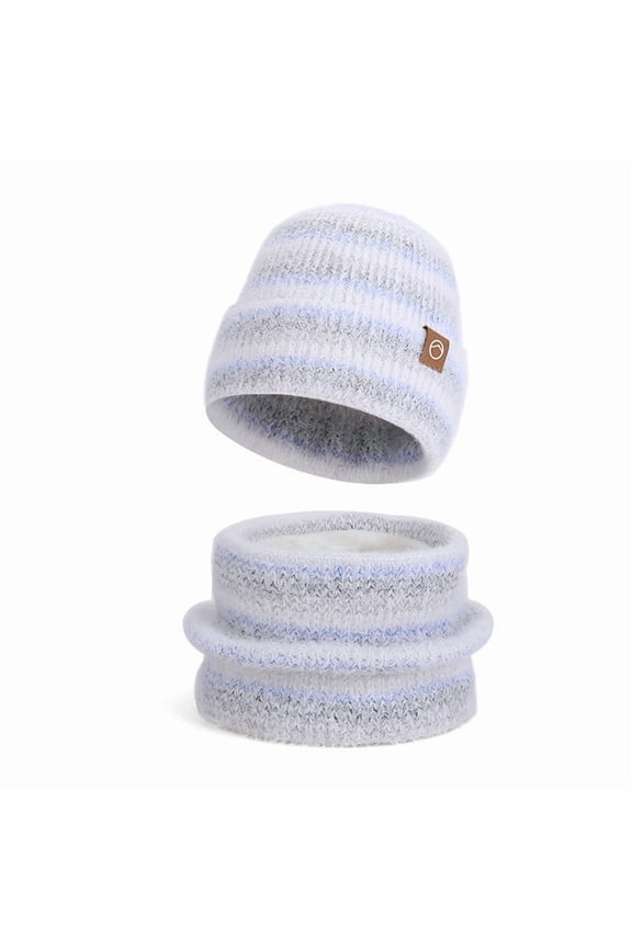 Comfy Hat and Scarf Set for Women Soft Thick Knit Warm 2 Piece Set Fleece Lined Neckerchief Beanie Cap for Cold Winter