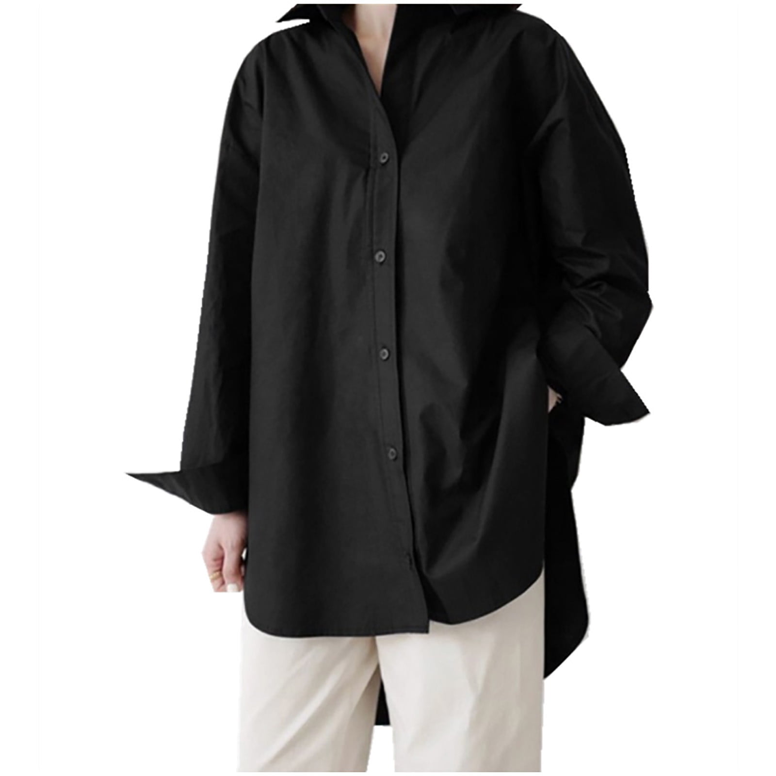 Comfy Hide Belly Long Shirt Long Sleeve Shirts Button Down Collared