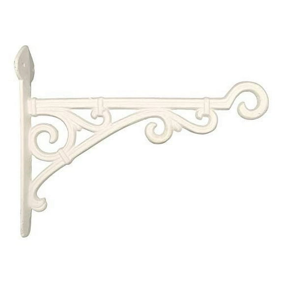Comfy Hour Antique and Vintage Collection Cast Iron Wall Mount Bracket Hangers for Planter, Bird Feeder, Birdhouse, Lanterns, Windchimes, Hooks, Outdoor Decor- Primitive, White