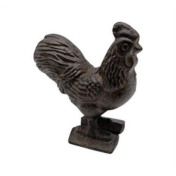 Comfy Hour Antique and Vintage Animal Collection Cast Iron Rooster Figurine, Indoor Outdoor Garden Decor, Brown