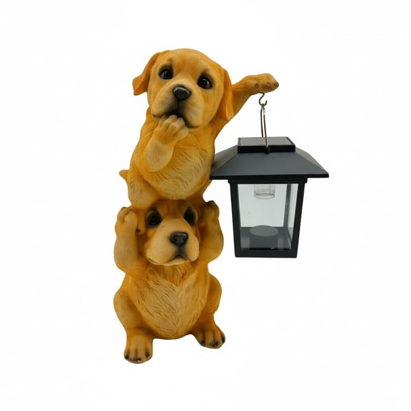 Comfy Hour Dog Solar Light Lantern Statue for Garden Decoration, Outdoor, Spring in Garden Collection