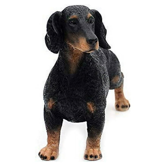 Comfy Hour Doggyland Collection, Miniature Dog Collectibles 7 Standing Dachshund Figurine, Realistic Lifelike Animal Statue Home Decoration, Black, Polyresin