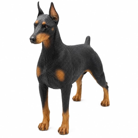 Comfy Hour 7 in Black and Tan Resin Doberman Dog Figurine, 6 x 2 x 7 in, 1 Unit