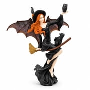 Comfy Hour 9 Inch Dark Fairy Witch Polyresin Figurine with Black Cat, 1 Piece