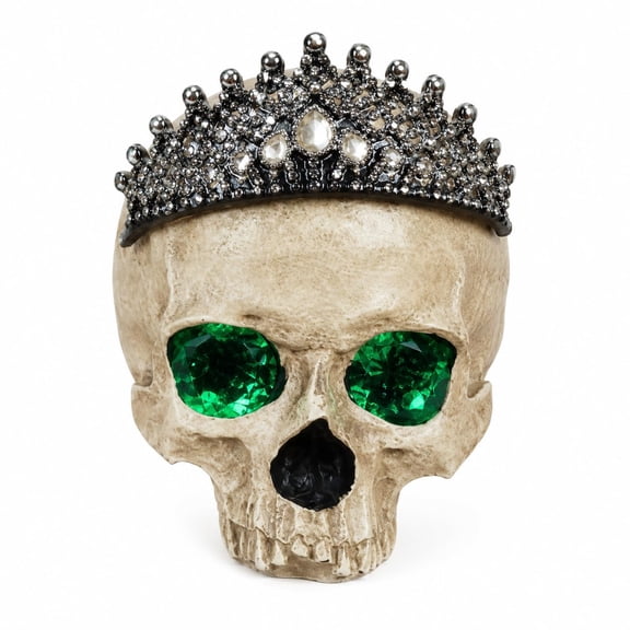 Comfy Hour 6.5 x 4.9 x 6.4 in Antique Bone Resin Skull Statue with Crown LED Eyes