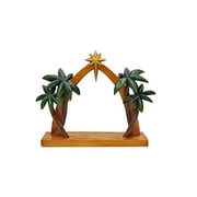 Comfy Hour Faith and Hope Collection Religious Nativity Creche, Stable with Star On Roof, Palm Trees Aside, Accessory for Christmas Holy Family Set, Polyresin