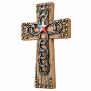 Comfy Hour 9.7 in Brown Polyresin Horseshoe Western Cross Wall Decor, Texas Star, 1-Piece