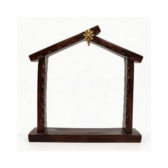Comfy Hour 9.1 x 9.1-Inch Dark Brown Solid Resin Nativity Stable with Star