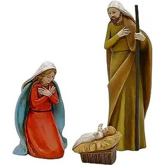 Comfy Hour Faith and Hope Collection Holy Family with Baby Jesus, Christmas Nativity Scene Figurine, Stable Set of 3 Pieces, Polyresin