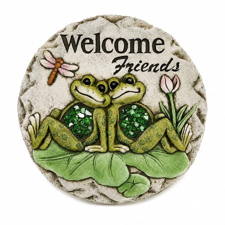 Comfy Hour Frog Stepping Stone, 10 Inch Concrete, Green/Grey, 1 Pack