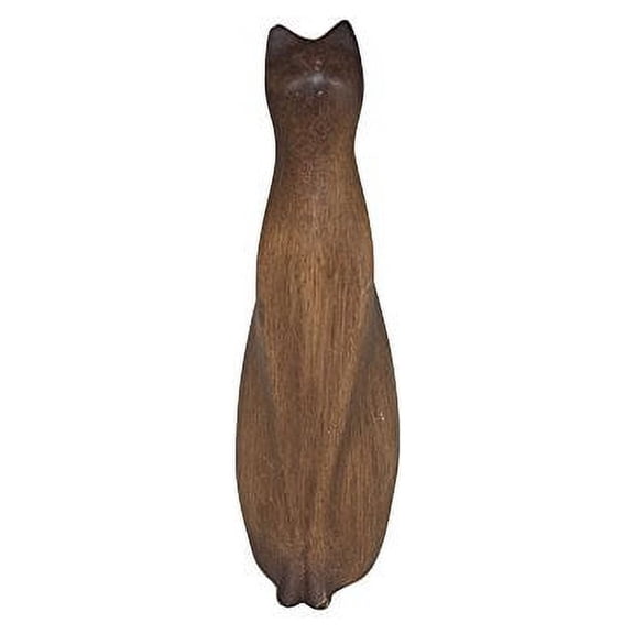Comfy Hour Farmhouse Collection 8" Decorative Kitty Statue Sitting Cat Figurine, Wood Grain Smooth Finish, Polyresin
