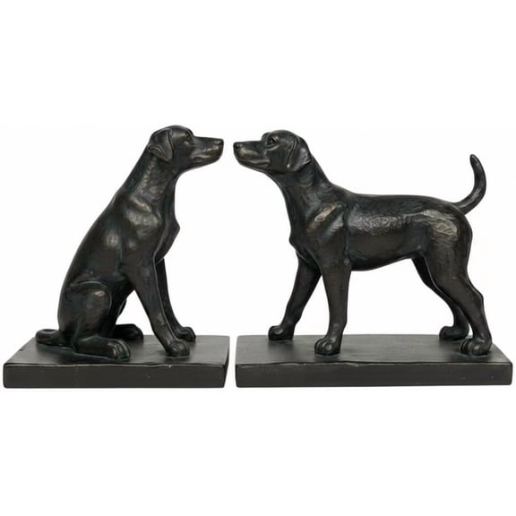 Comfy Hour Farmhouse Collection 7" Length Labrador Dogs Art Bookends, 1 Pair, Set of 2, Antique Effect, Copper, Polyresin, 6.2" Height