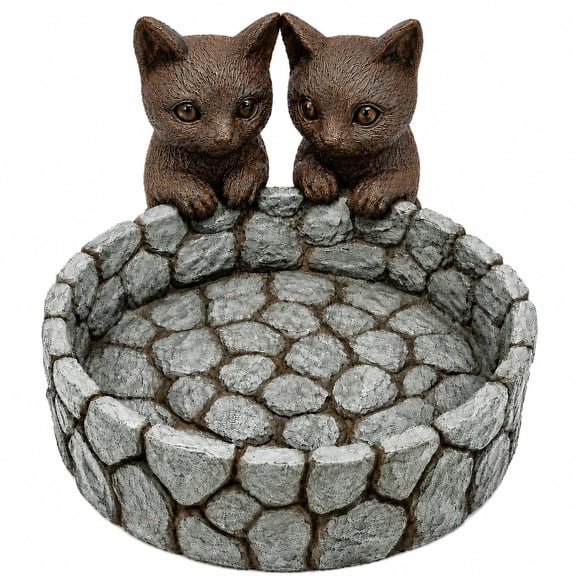 Comfy Hour Farmhouse Collection Polyresin Two Cats Succulent Planter Flower Bud Pot Mini Decorative Vase, Small Plant Container