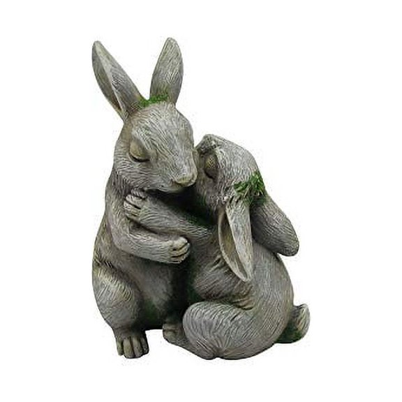 Comfy Hour Farmhouse Collection Resin 6" Embracing Rabbits Statue Garden Decoration