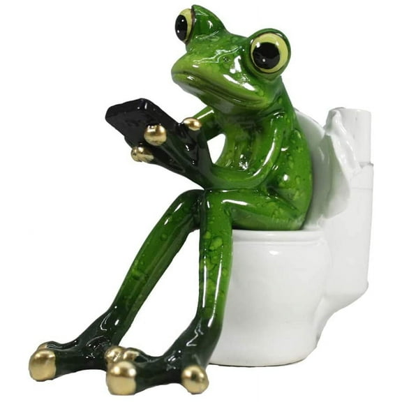 Comfy Hour Resin Frog Figurine, 5", Green, White