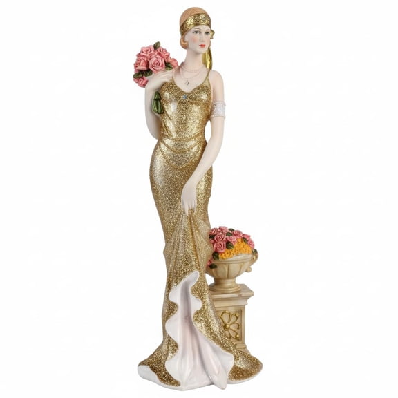 Comfy Hour 13 Inch Gold Victorian Lady Polyresin Figurine, Glamour Elegance Decor