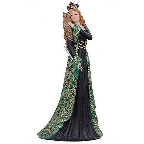 Comfy Hour Irish Princess Collection 8 Queen Green Dress With Owl Resin Figurine for St. Patricks Day and Everyday Collection