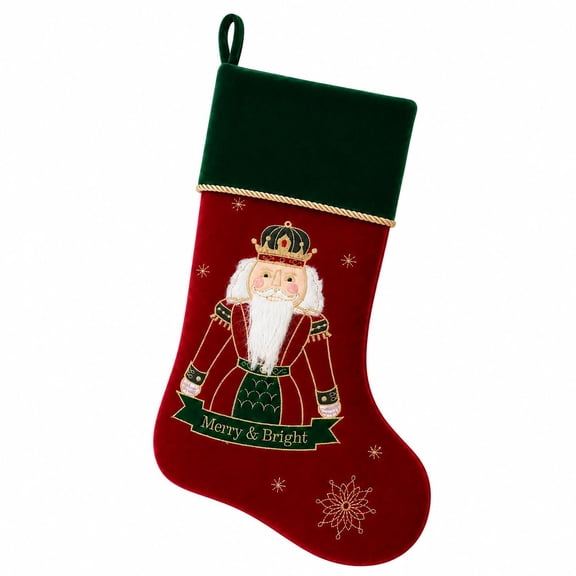 Comfy Hour 20 in Red Green 100% Polyester Nutcracker Christmas Stocking