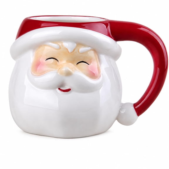 Comfy Hour 4.1 in Red & White Ceramic Santa Claus Coffee Mug, 1 Unit