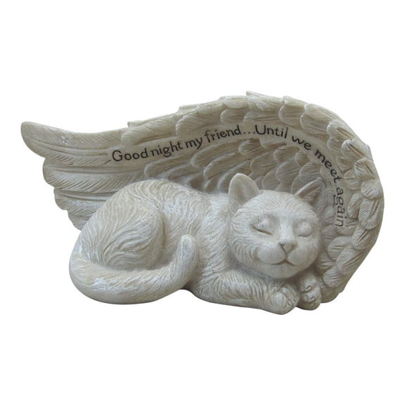 Comfy Hour 8.2 x 4.1 in Polyresin Cat with Wings Memorial Statue, Beige