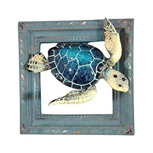 Comfy Hour Ocean Voyage Collection 6" Sea Turtle Coastal Marine Theme 3D Wall Decorative Frame, Polyresin