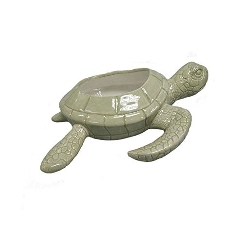 Comfy Hour Ocean Voyage Collection 9" Sea Turtle Succulent Planter Flower Bud Pot Decorative Small Plant Vase, Palegreen, Dolomite