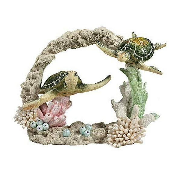 Comfy Hour Ocean Voyage Collection Resin 7" Sea Turtles Coral Marine Animal Desktop Decoration