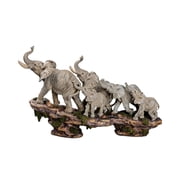 Comfy Hour 14 Inch Resin Elephant Family of Five Statue, African Figurine, 1 Unit