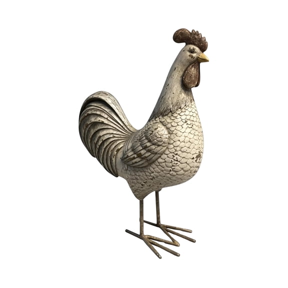 Comfy Hour Polyresin Rooster Kitchen Decor Statue with Iron Legs, 7.9 x 3.2 x 10.4 in