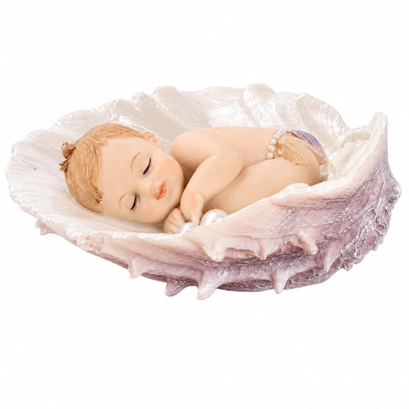 Comfy Hour Polyresin Sleeping Baby Angel Shell Figurine, 4 x 3.35 x 2 in