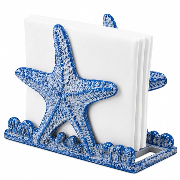 Comfy Hour 5.1 x 3.8 in Blue Cast Iron Starfish Napkin Holder