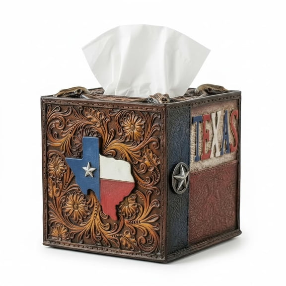 Comfy Hour Western Retro Collection 5-Inch Texas Tissue Box and Paper Holder Cover, Brown, Polyresin