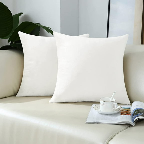 Comfy Ivory White Throw Pillow Covers Decorative Square Thick Super Soft Cushion Cases Home Decor for Sofa Couch Living Room Chair, Set of 2, 18 x 18 Inch