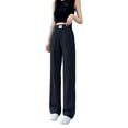 thumbnail image 1 of Comfy Jeans for Women, Audhol Solid Color Close Fitting Women's Straight Leg Jeans High Waist Loose Jeans Wide Leg Loose Denim Pants Elastic Waist Pants for Women Black XL, 1 of 5