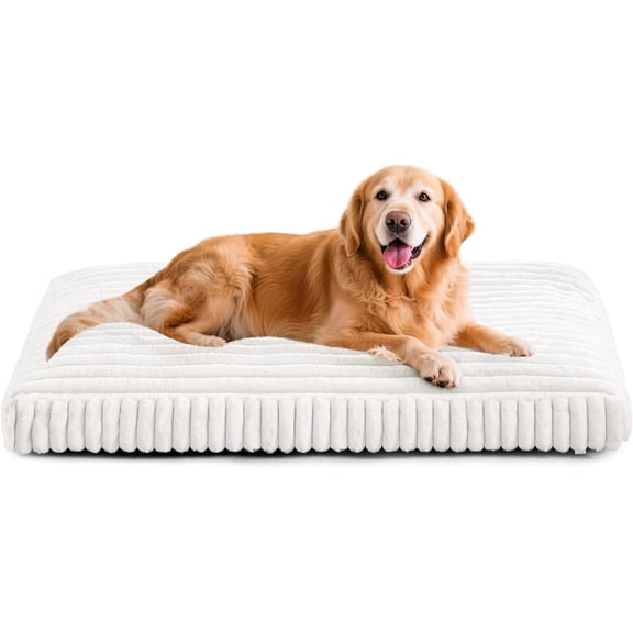 Comfy Large Dog Bed in Cream with Removable Washable Cover for Relaxation