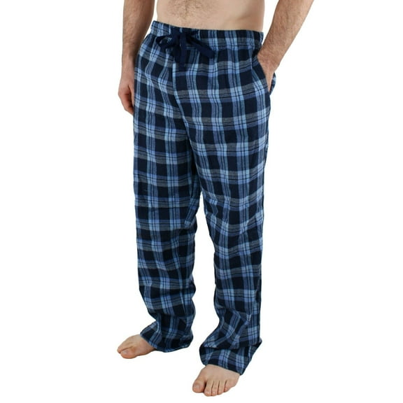Comfy Lifestyle Mens Lightweight Flannel PJ Pajama Sleep Bottom Lounge Pants (Large, FN17 Blue Plaid)