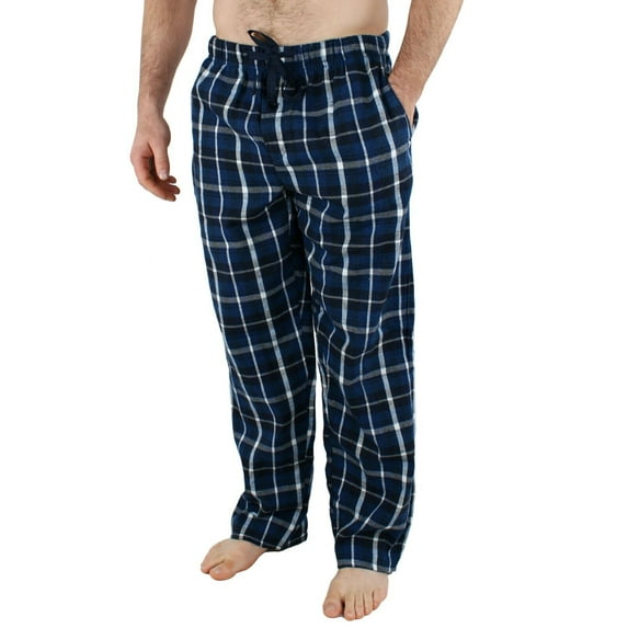 Comfy Lifestyle Mens Lightweight Flannel PJ Pajama Sleep Bottom Lounge Pants (Medium, FN15 Black Blue White)