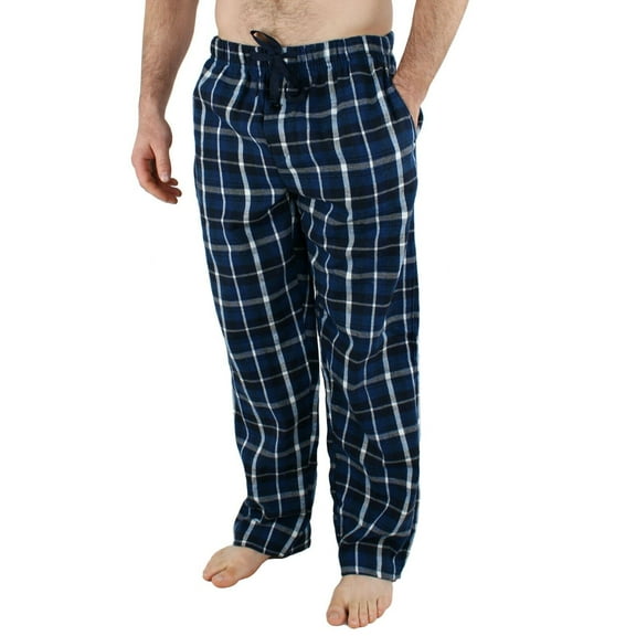 Comfy Lifestyle Mens Lightweight Flannel PJ Pajama Sleep Bottom Lounge Pants (Small, FN15 Black Blue White)