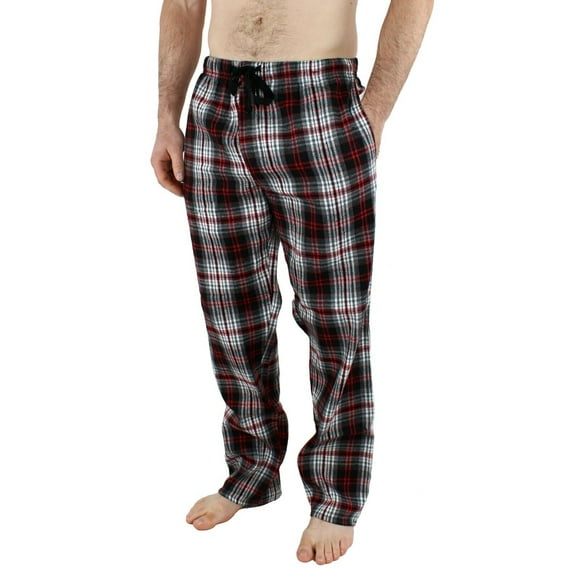 Comfy Lifestyle Mens Lightweight Flannel PJ Pajama Sleep Bottom Lounge Pants (Small, FN19 Red Black White)