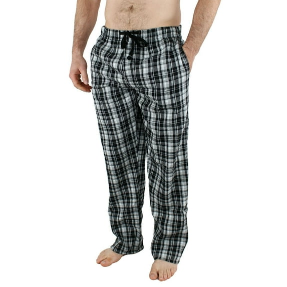 Comfy Lifestyle Mens Lightweight Flannel PJ Pajama Sleep Bottom Lounge Pants (X-Large, FN13 Black White)