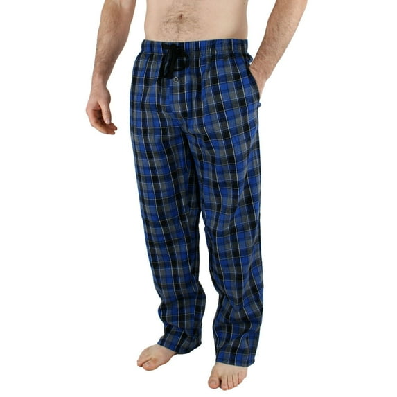 Comfy Lifestyle Mens Lightweight Flannel PJ Pajama Sleep Bottom Lounge Pants (X-Large, FN18 Blue Grey Black)