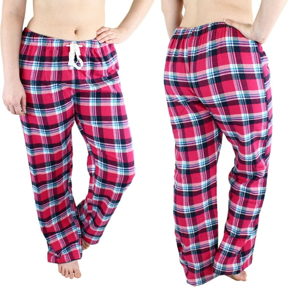 Comfy Lifestyle Women’s Plaid Pajama Pants, Soft and Lightweight Drawstring Lounge Bottoms with Elastic Waistband, Pink Blue Purple FL06, X-Large