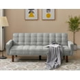thumbnail image 1 of Comfy Linen Futon Sofa with Adjustable Backrest, Modern Sofa-3 Seater Sofa with Tufted Back and Solid Wood Legs, Convertible Sleeper Sofa for Living Room Bedroom Apartment, Grey, 1 of 9