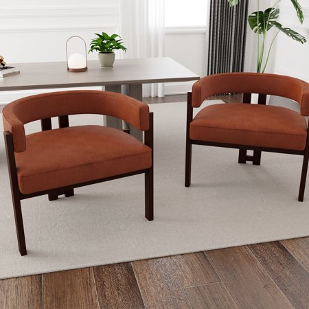 Comfy Living Room Chair With Open Back, High Foam, Orange Modern 3-legged Chair, Back Gorgeous Upholstery In