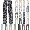 thumbnail image 1 of Comfy Lounge Pants Capri Pajama Pants Women Printed Elastic Waistband Drawstring Pocket Fashionable Pajama Full Length Pants Black L, 1 of 6