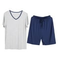 thumbnail image 1 of Comfy Mens Modal Sleepwear 2 Piece Big & Tall Pajamas Shorts Set Short Sleeve Tops Ultra Soft Fall Lounge Wear Dark Blue, 4XL, 1 of 3