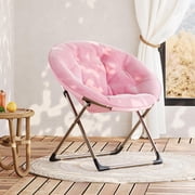 Comfy Oversized Saucer Chair   Soft Plush Fabric Reading Lounger for Adults, Stable X-Large Metal Frame Foldable Accent Lazy Chair for Bedroom